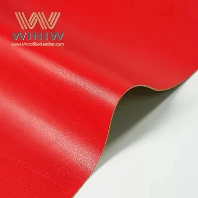 0.6mm Red Micro Fiber Vegan Leather Gloves Making Fabric